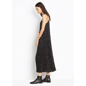 Vince Pleated Strappy Floral Dress Sz S Black